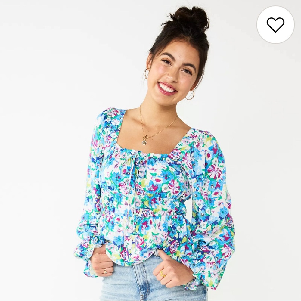 Juniors' SO® Squareneck Peplum Blouse
